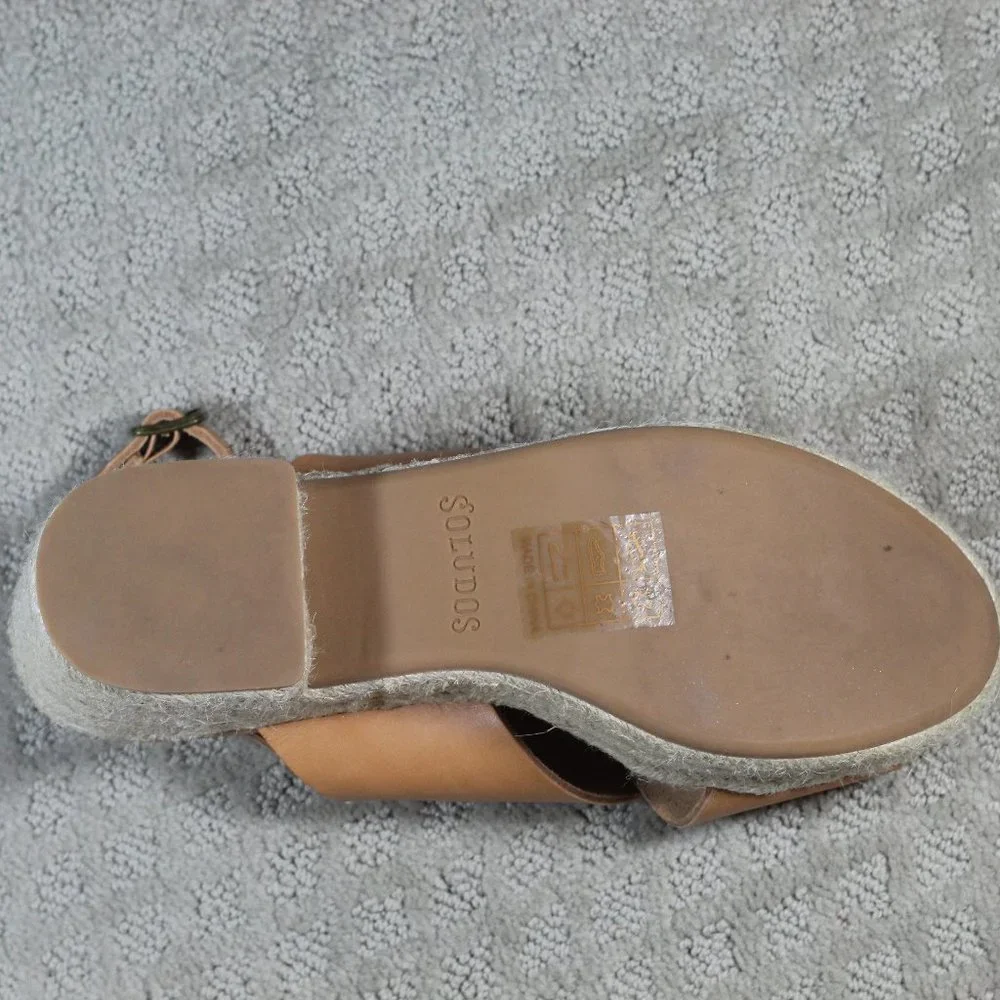 NWOT Soludos Size 10 Tan Criss Cross Leather Espadrilles Platform Shoes